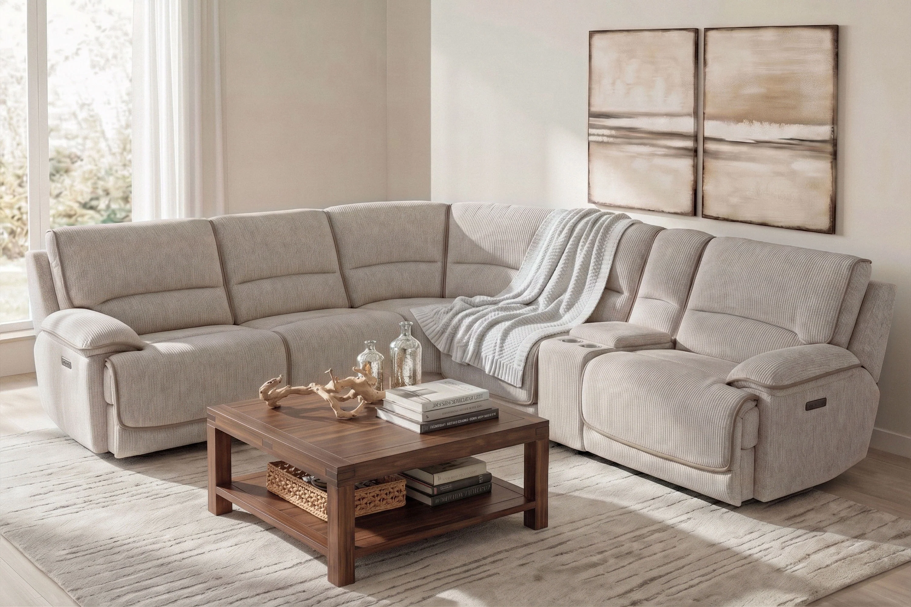 Abbie 6 Piece 2 Power Sectional With 2 Power Armless Recliner - Image 15