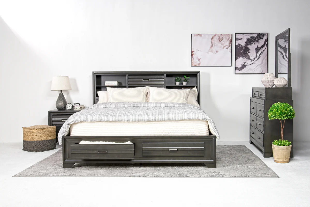 Andes Bookcase Bed With Storage & Dresser & Mirror & Nightstand - Image 15