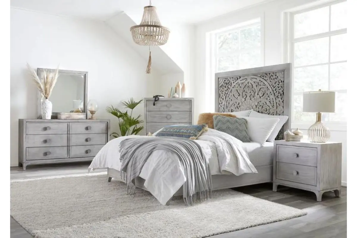 Boho Chic Platform Bed & Dresser & Mirror & Nightstand - Image 10