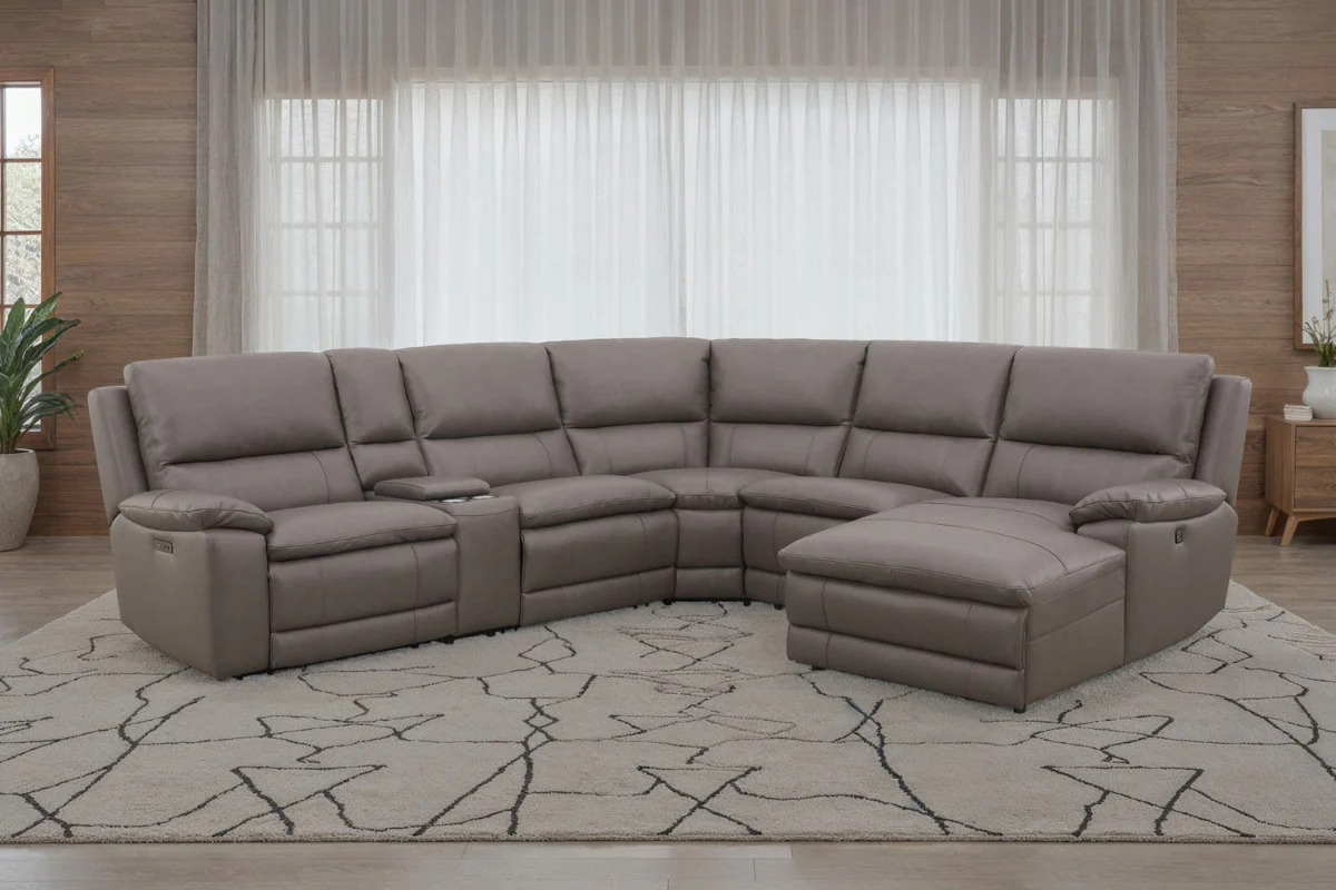 Callum 6 Piece 2 Power Chaise Sectional With 2 Power Armless Recliner - Image 4