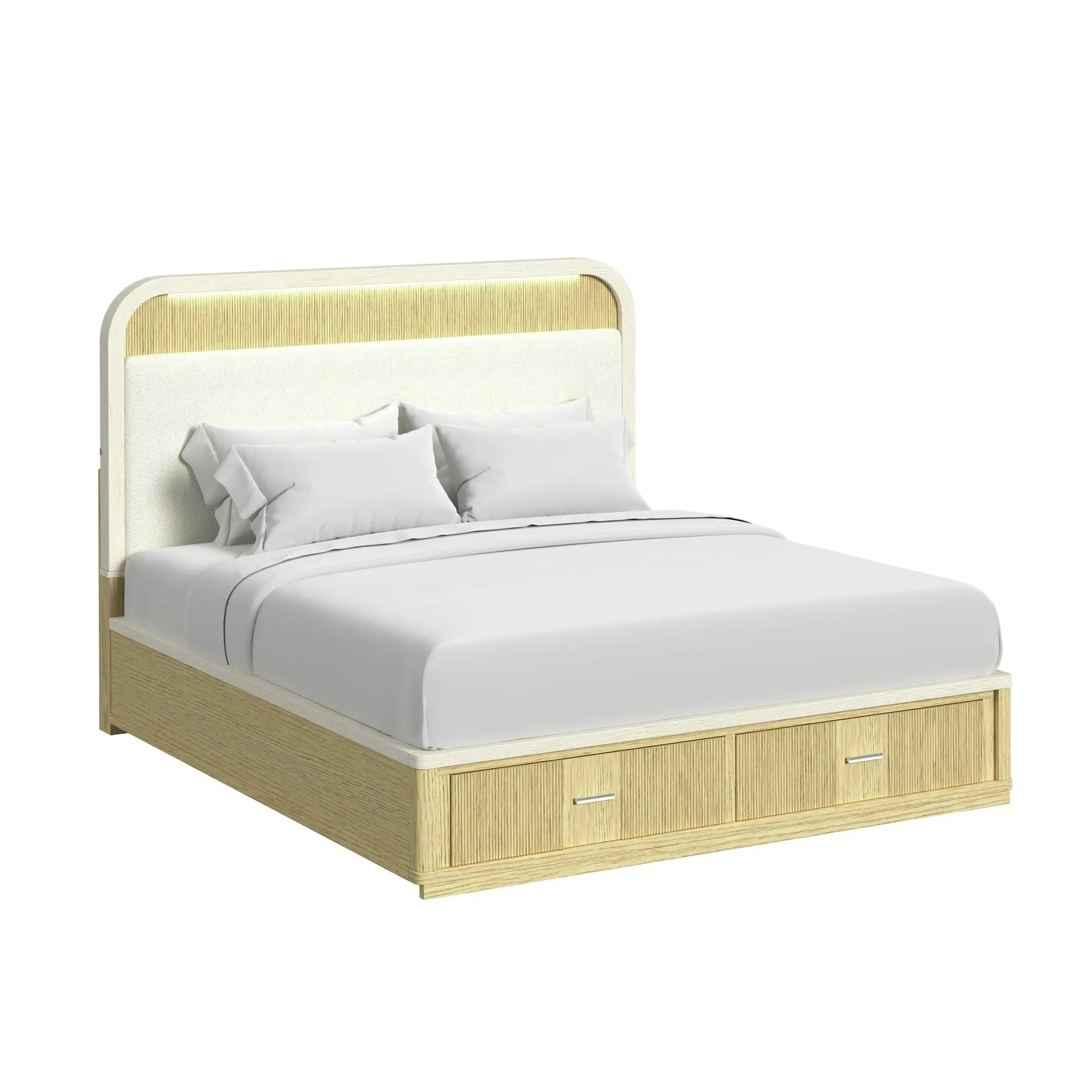Cambrie Upholstered Bed With Storage & Dresser & Mirror & Nightstand - Image 2