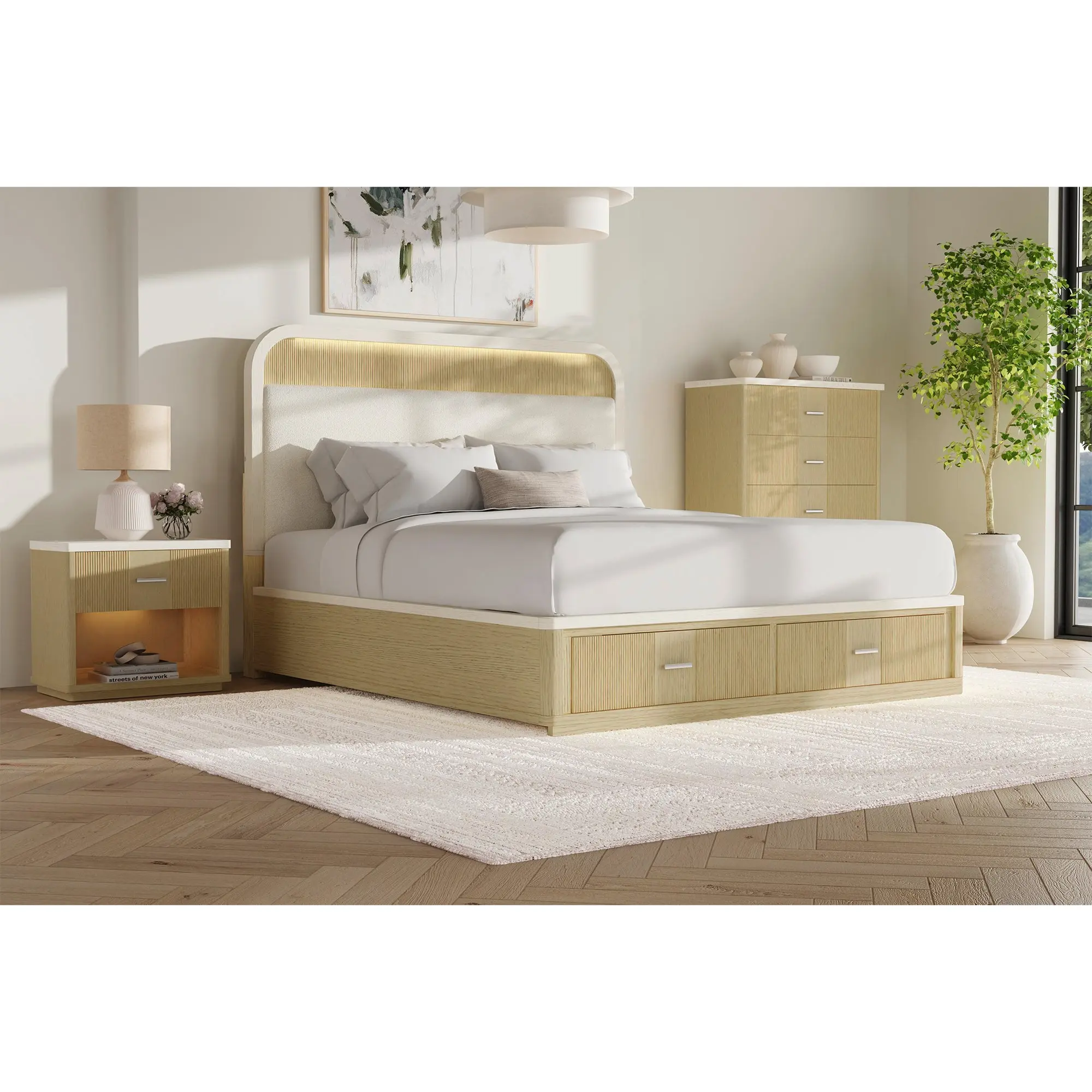 Cambrie Upholstered Panel Bed With Storage - Image 6