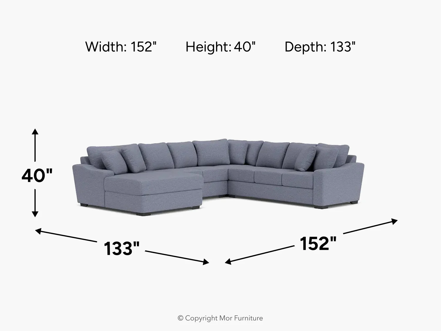 Casper Crypton Performance Extra Large Tux Loveseat Chaise Sectional Custom - Image 3