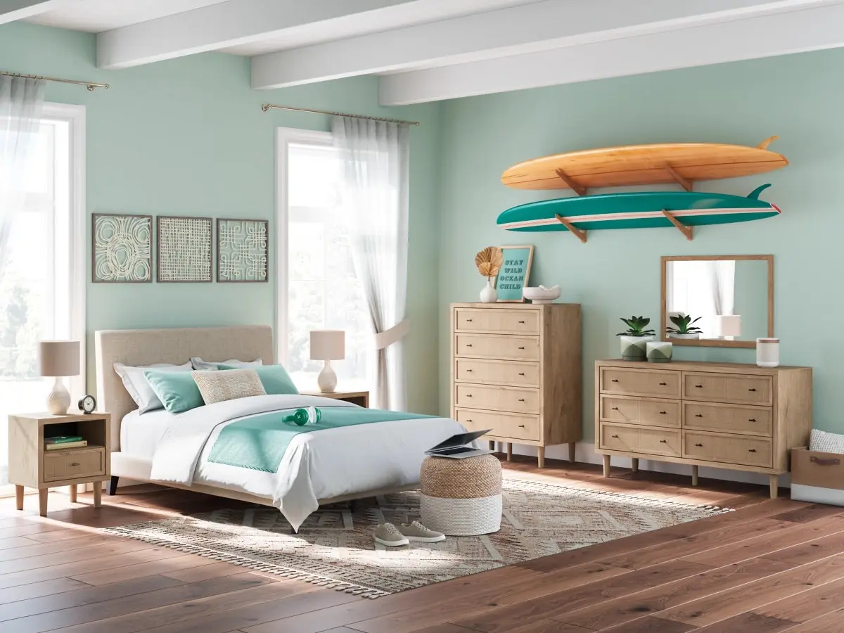 Cielden Upholstered Bed & Dresser & Mirror & Nightstand - Image 9