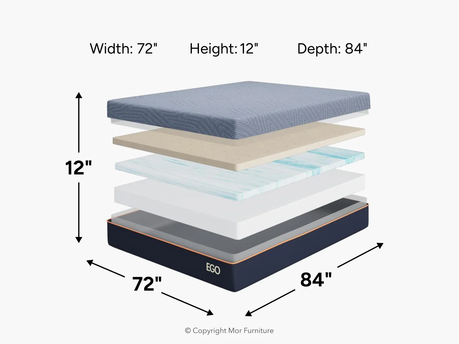 Ego Black 12 Inch Medium Mattress - Image 49