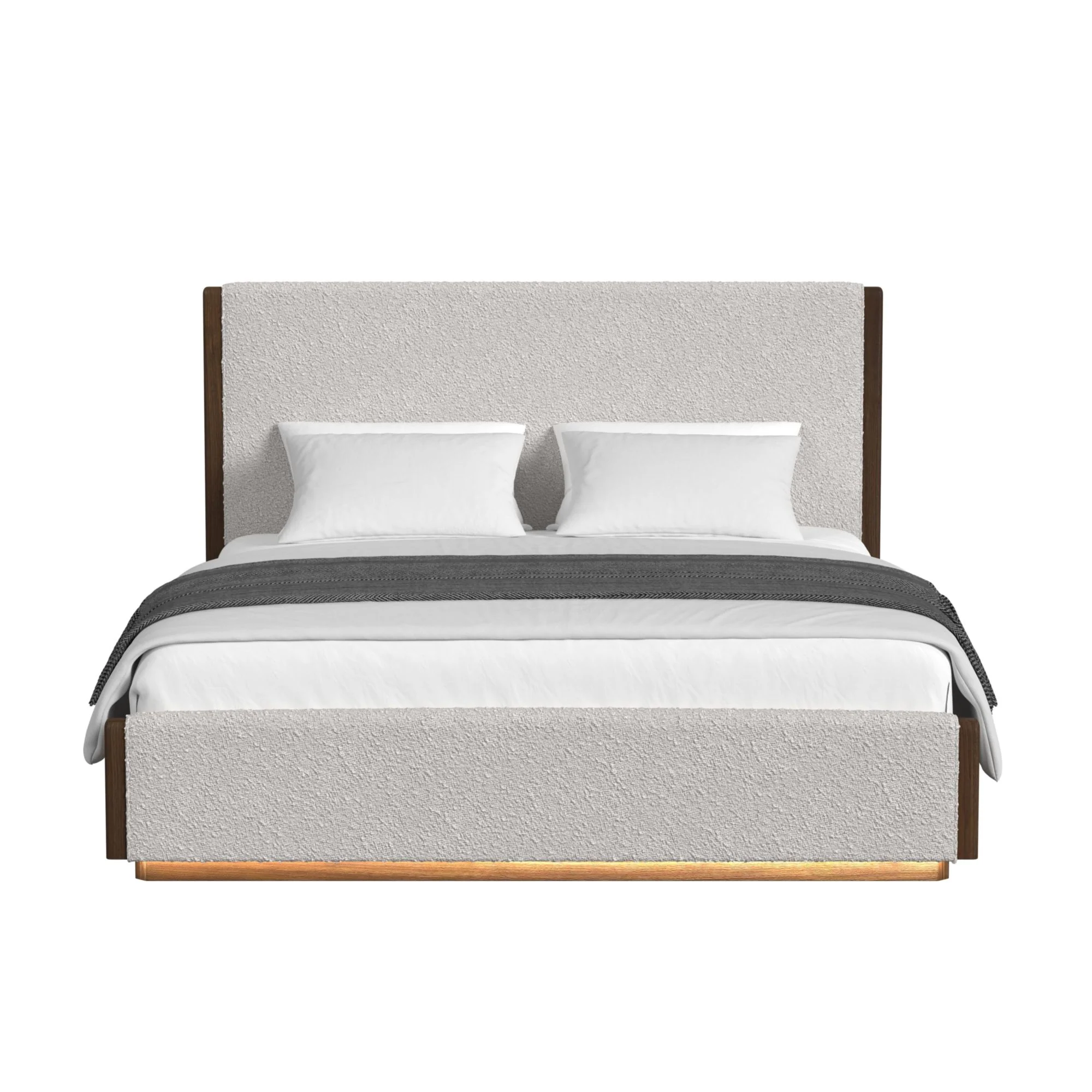 Elm Upholstered Bed With Lights, Dresser, Mirror & Nightstand - Image 10