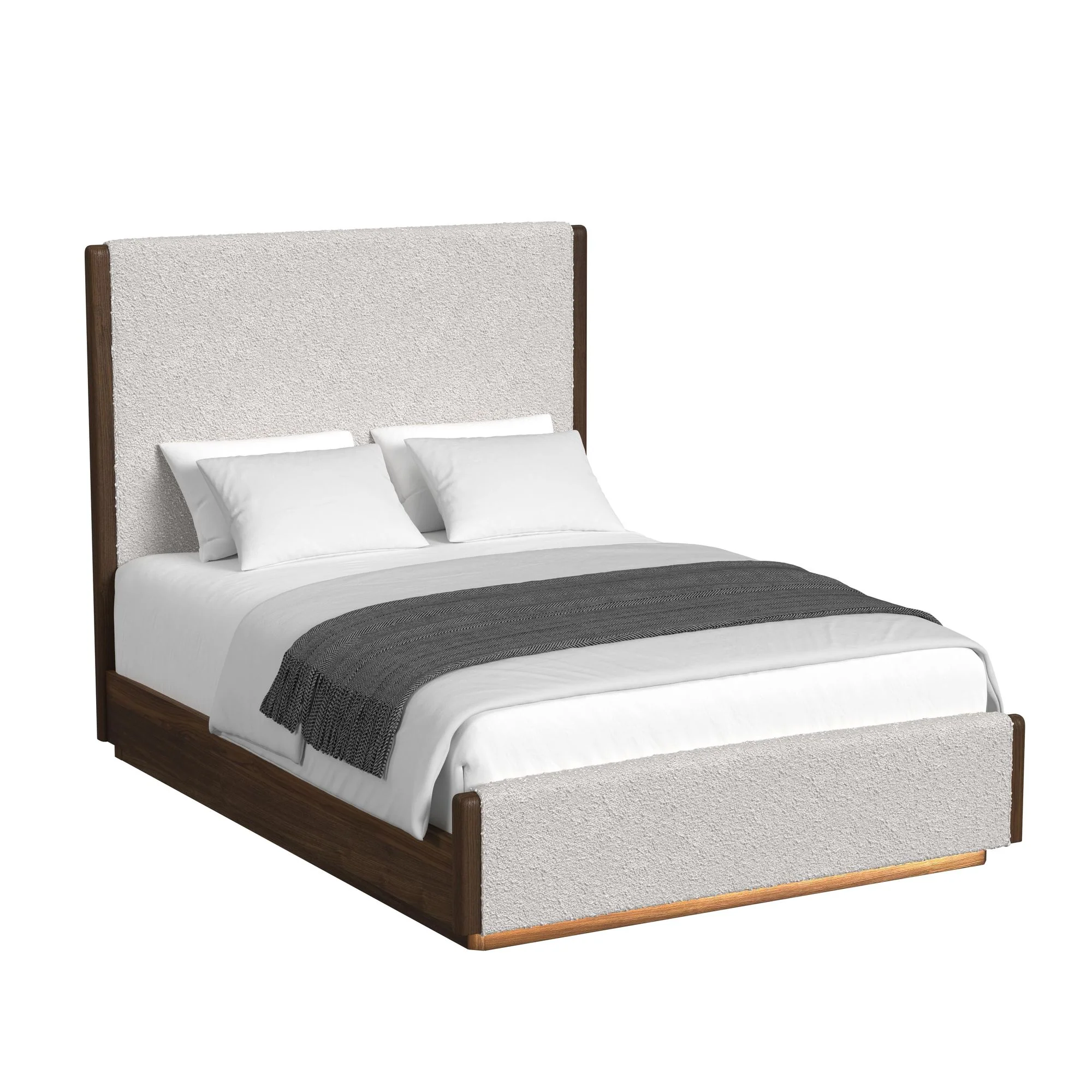Elm Upholstered Bed With Lights, Dresser, Mirror & Nightstand - Image 2