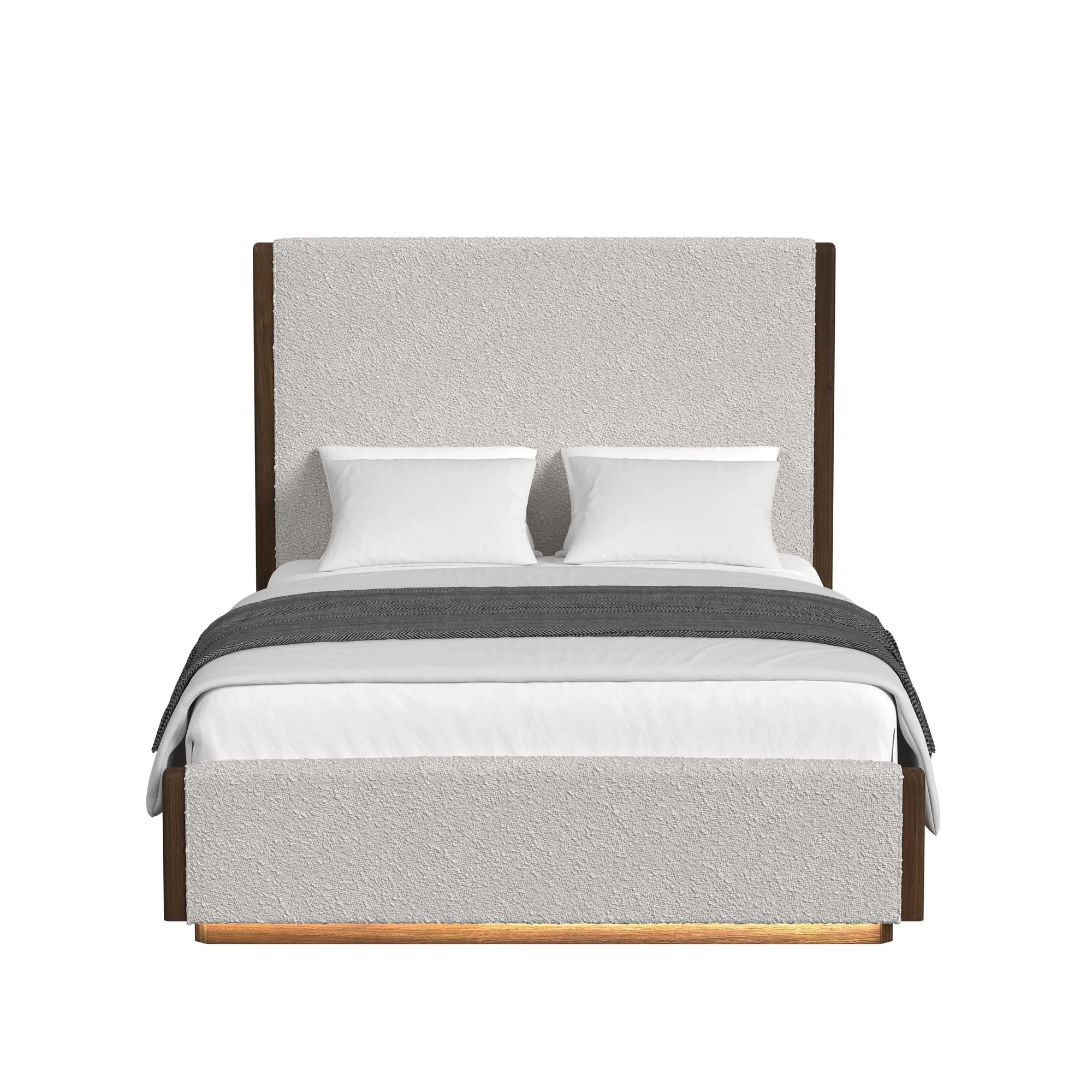 Elm Upholstered Bed With Lights, Dresser, Mirror & Nightstand - Image 3