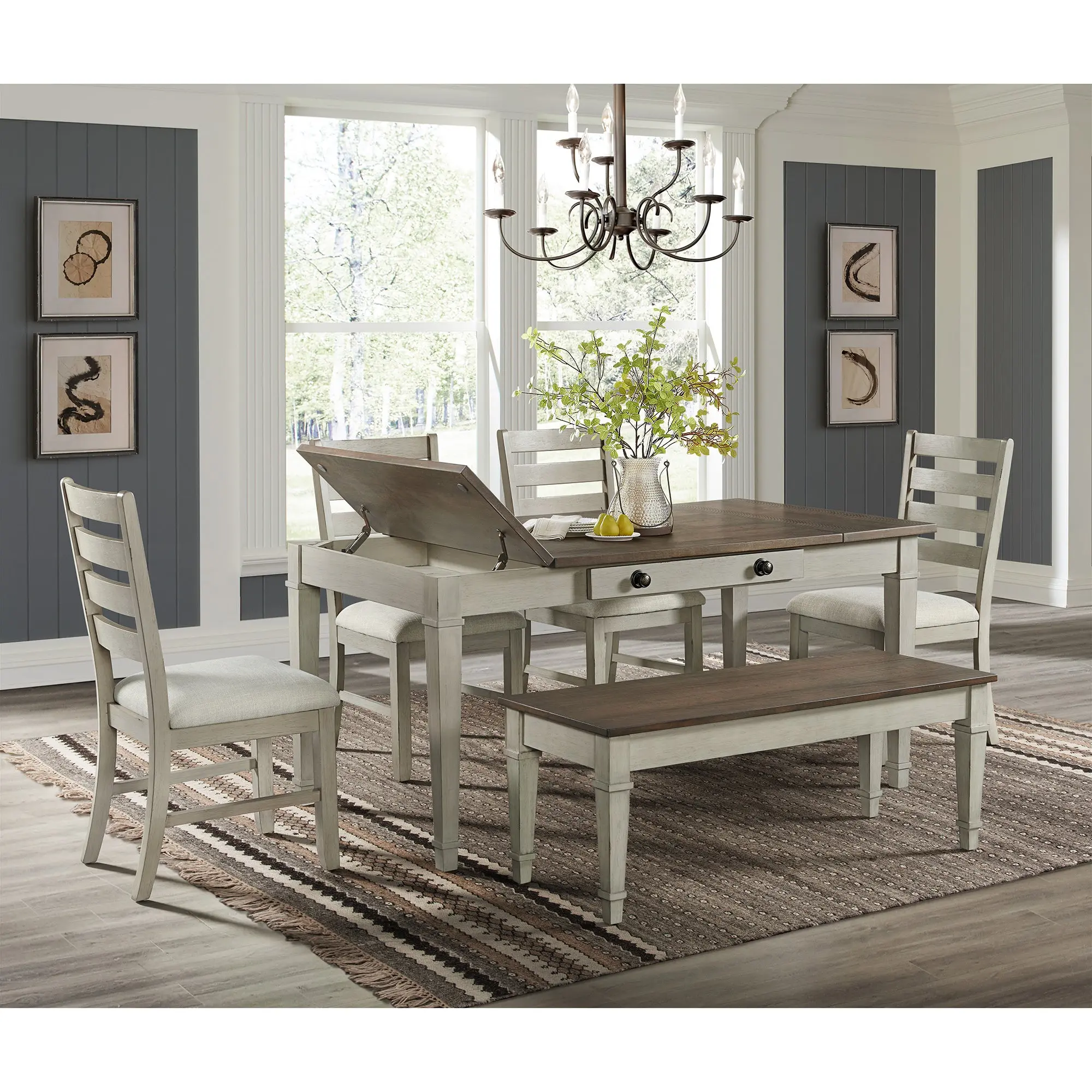 Farmington Dining Table & 4 Chairs & Bench - Image 3