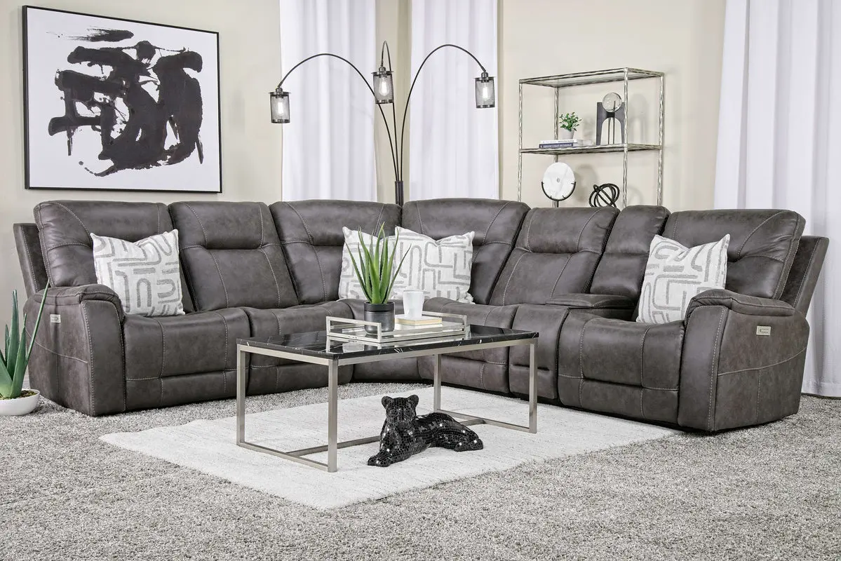 Kingston 6 Piece 3 Power Sectional With 3 Power Armless Recliner - Image 11