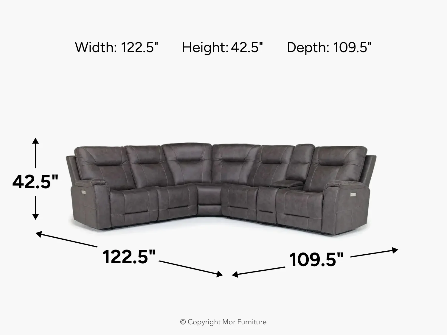 Kingston 6 Piece 3 Power Sectional With 3 Power Armless Recliner - Image 12
