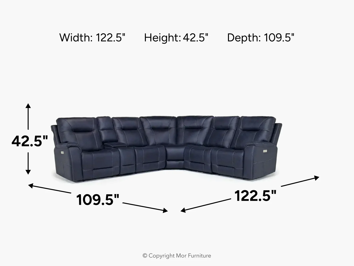 Kingston 6 Piece 3 Power Sectional With 3 Power Armless Recliner - Image 6