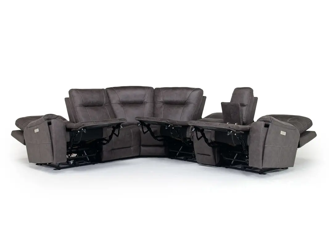Kingston 6 Piece 3 Power Sectional With 3 Power Armless Recliner - Image 8