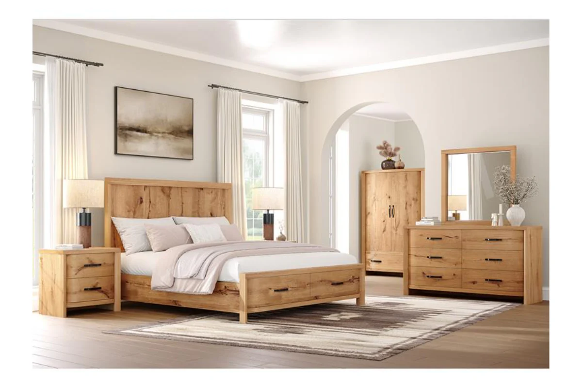 Laramie Panel Bed With Storage & Dresser & Mirror & Nightstand - Image 29