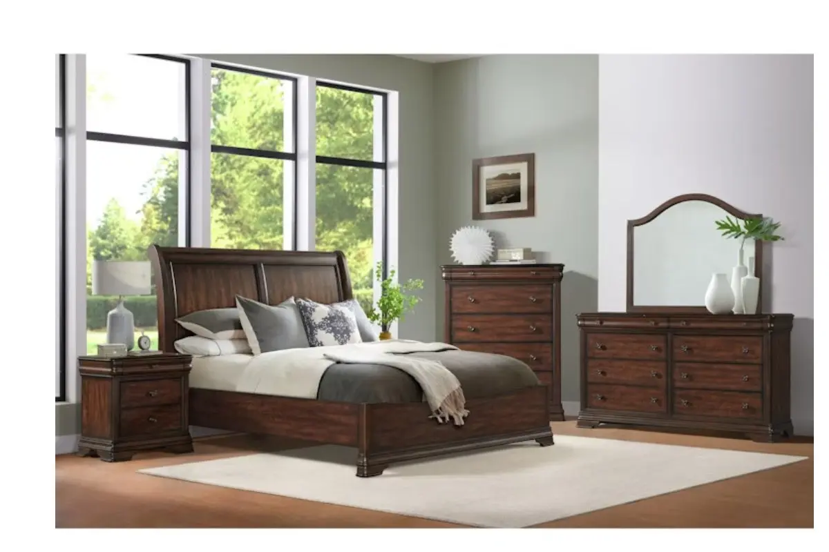 Phillipe Sleigh Bed & Dresser & Mirror & Nightstand
