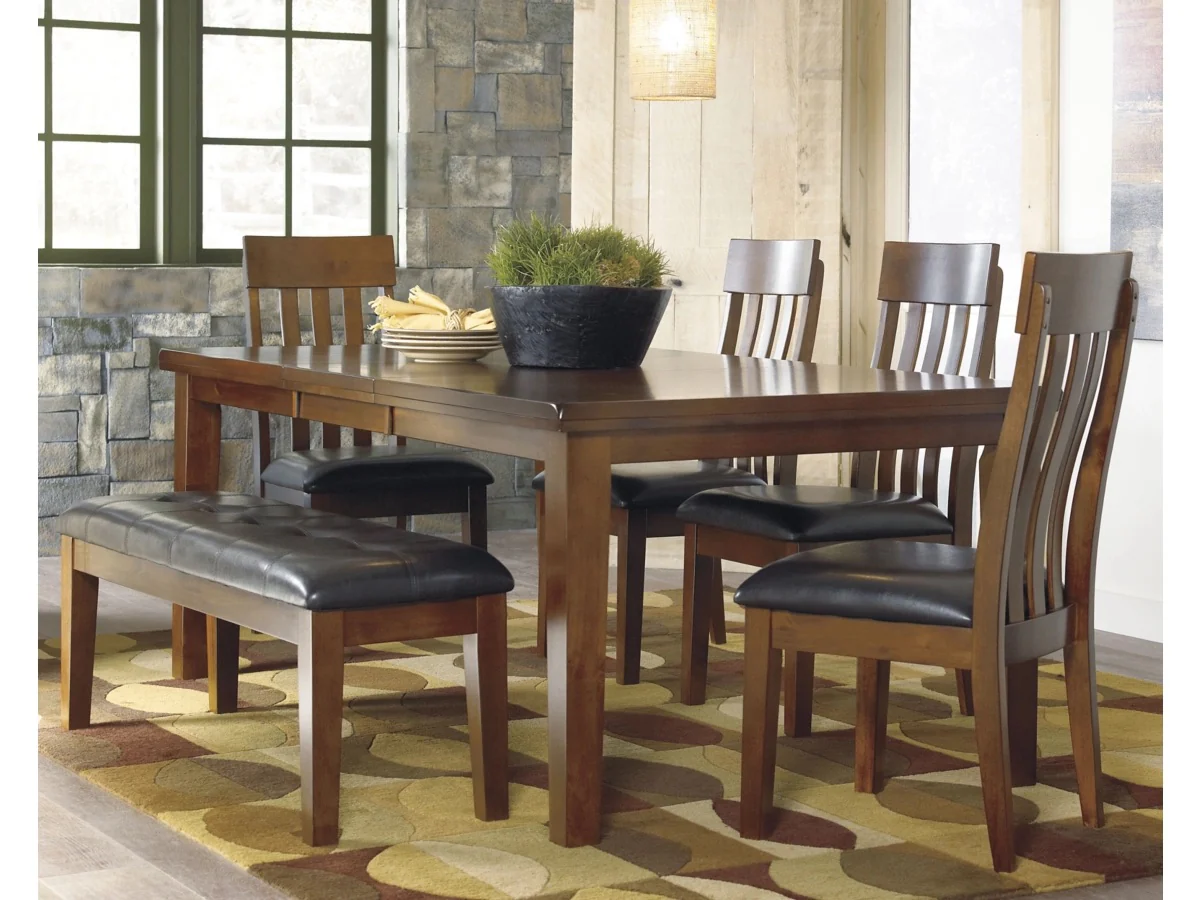 Ralene Dining Table & 4 Chairs & Bench