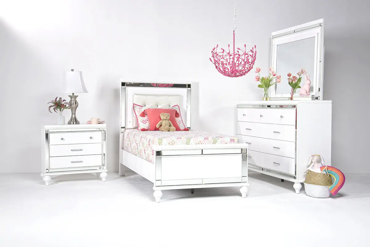Valentino Panel Bed & Dresser & Mirror & Nightstand - Image 10