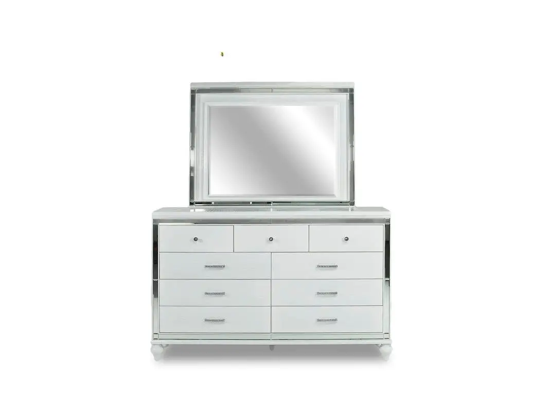 Valentino Panel Bed & Dresser & Mirror & Nightstand - Image 14