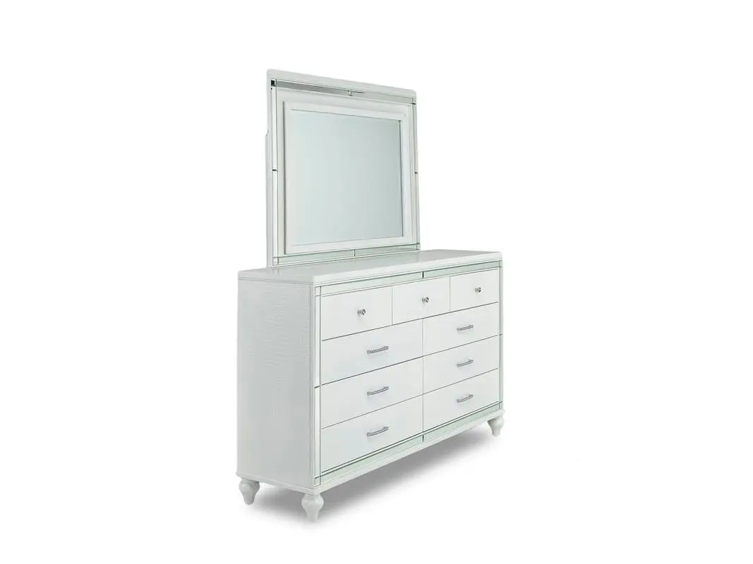 Valentino Panel Bed & Dresser & Mirror & Nightstand - Image 8