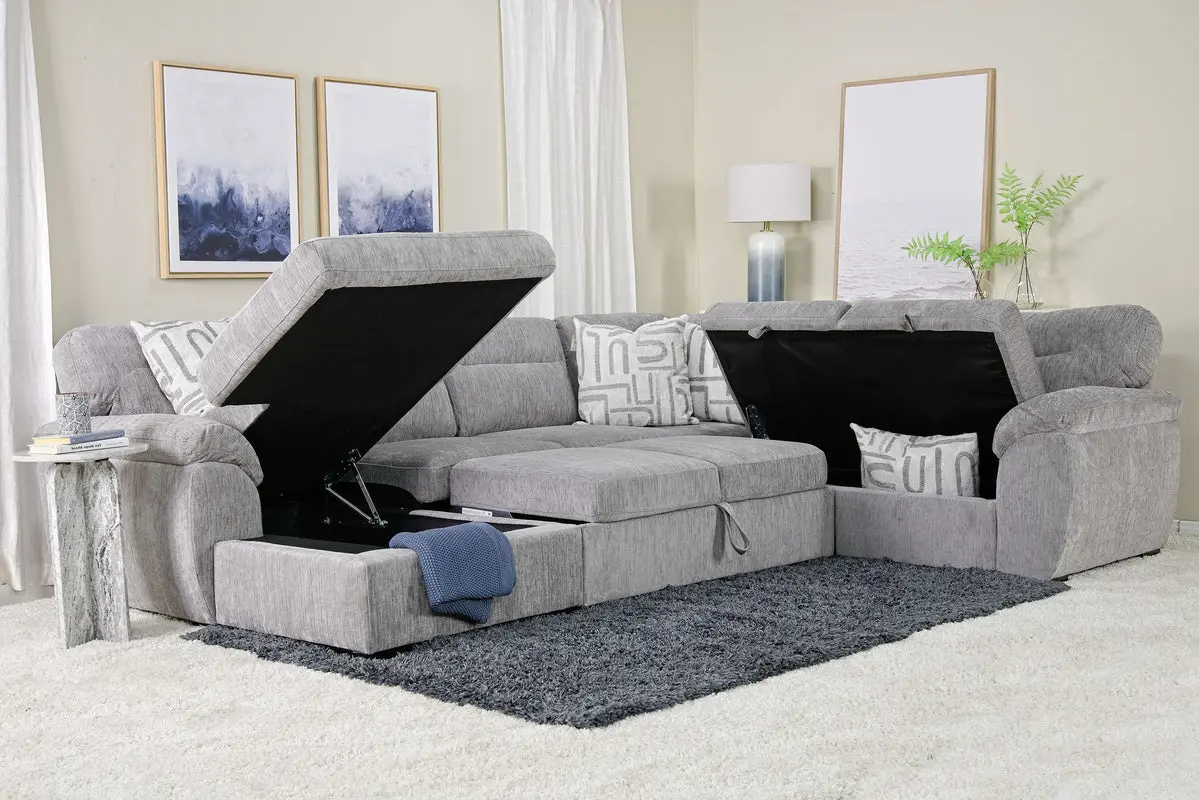 Wanda Full Pullout Tux Chaise Storage Sectional - Image 4