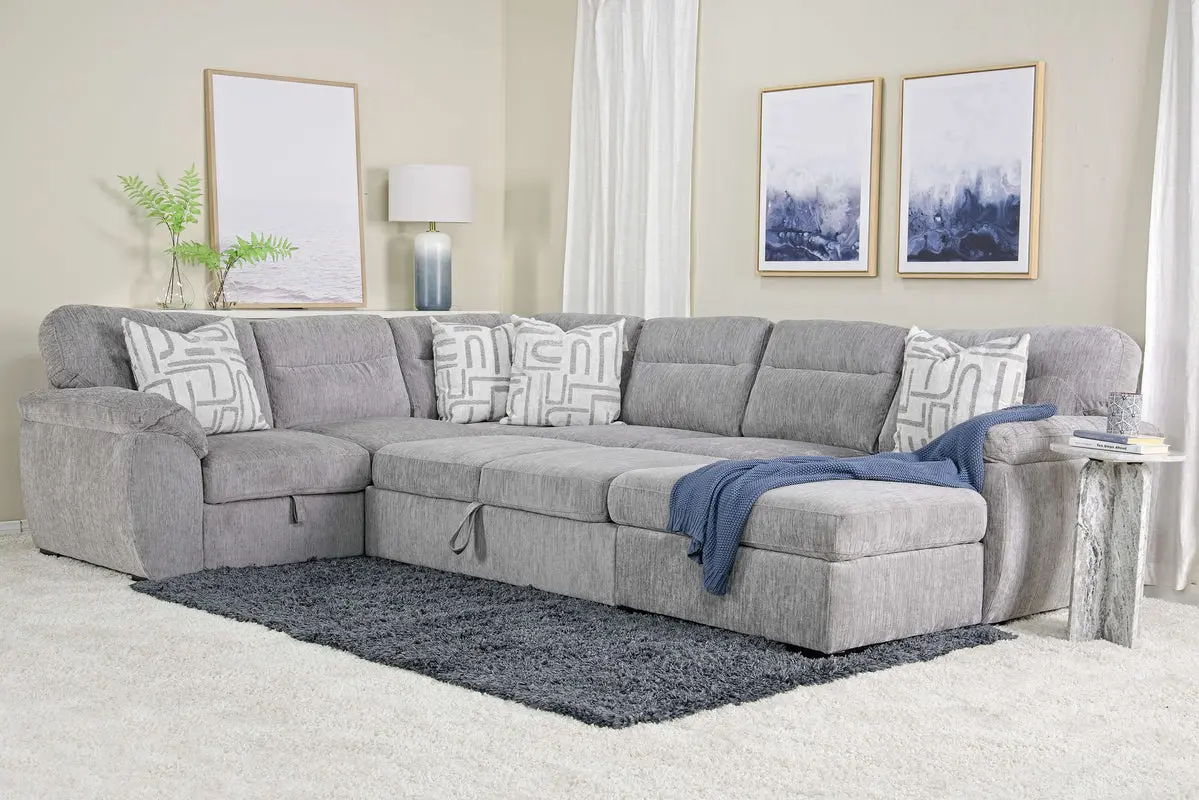 Wanda Full Pullout Tux Chaise Storage Sectional - Image 7