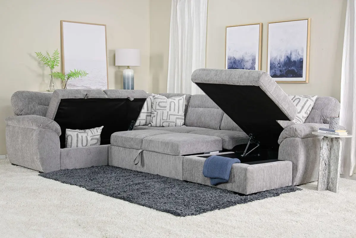 Wanda Full Pullout Tux Chaise Storage Sectional - Image 8