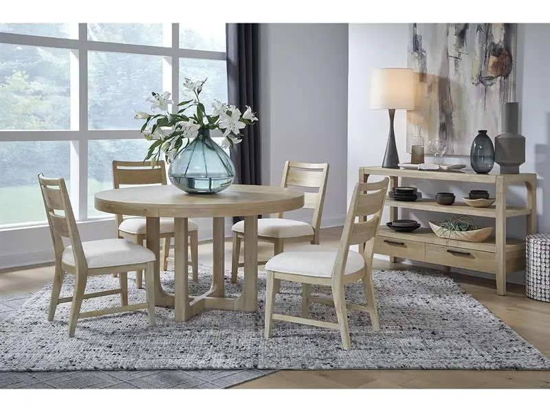 White Oak Round Dining Table & 4 Chairs